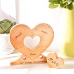 Personalisiertes Hölzernes Familie Puzzle in Herzform 1-6 Namen Haus Deko zum Weihnachten Muttertag Erntedankfest