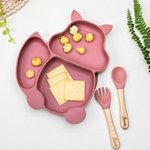 Personalizado Plato Dividido con Ventosa de Silicona de Calidad Alimentaria Juego de Alimentación para Bebés Forma de Elefante Regalo para Bebés