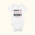 Personalised Happy First Mother’s Day 100% Cotton Onesie with Name Mother’s Day Baby Shower Gift for Babies
