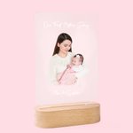 Personalisierte Foto LED-Nachtlicht mit Holzsockel Muttertag Geburtstag Geschenk für Mama