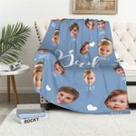 Couverture Molletonnée Personnalisée avec Photo Titre et 1-10 Noms Cadeau de Fête des Pères Fête des Mères pour les Parents Grands-parents