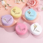Personlig bärbar hopfällbar mini födelseblomma luftkudde spegel kam med namn bröllop födelsedag present till henne
