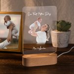 Personalisierte Foto LED-Nachtlicht mit Holzsockel Muttertag Geburtstag Geschenk für Mama
