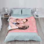 Personalised Soft Photo Heart Pattern Blanket with Text Mother's Day Birthday Gift for Mom Family
