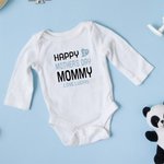 Personalised Happy First Mother’s Day 100% Cotton Onesie with Name Mother’s Day Baby Shower Gift for Babies