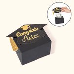 Gepersonaliseerde Glitter Graduation Cap Pull Out Money Gift Box Geld Houder met Naam en 30st Transparante Zakjes Gift voor Class of 2025 Afgestudeerden