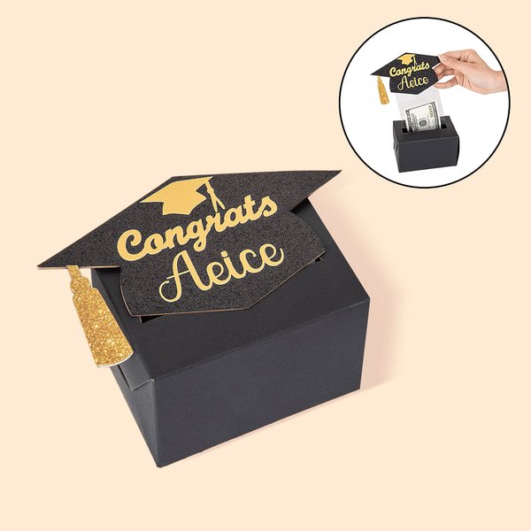 Cappello di laurea scintillante personalizzato estraibile Portavalori con nome e sacchetti trasparenti da 30 pezzi Regalo per i laureati della classe 2025
