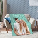 Personalised Soft Photo Heart Pattern Blanket with Text Mother's Day Birthday Gift for Mom Family
