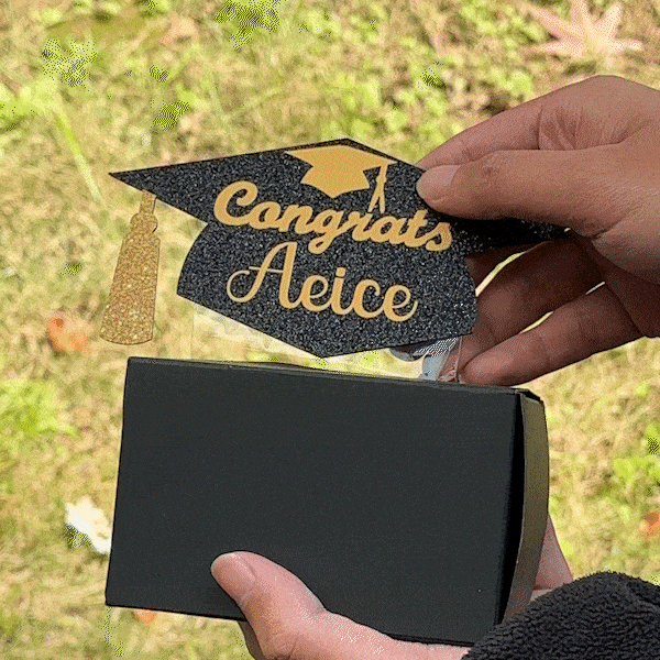 Gepersonaliseerde Glitter Graduation Cap Pull Out Money Gift Box Geld Houder met Naam en 30st Transparante Zakjes Gift voor Class of 2025 Afgestudeerden