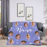 Couverture Molletonnée Personnalisée avec Photo Titre et 1-10 Noms Cadeau de Fête des Pères Fête des Mères pour les Parents Grands-parents