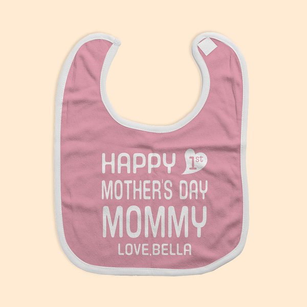 Personalized Happy First Mother's Day Baby Bib with Name Skin-friendly Mother's Day New Born Gift for Baby