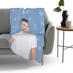 Personalised Soft Photo Heart Pattern Blanket with Text Mother's Day Birthday Gift for Mom Family
