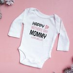 Personalised Happy First Mother’s Day 100% Cotton Onesie with Name Mother’s Day Baby Shower Gift for Babies