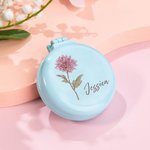 Personlig bärbar hopfällbar mini födelseblomma luftkudde spegel kam med namn bröllop födelsedag present till henne