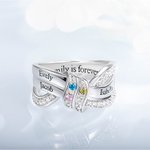 Personlig Ribbon Knot Ring med 1-8 födelsestenar och graverade namn Zirkon Familjesmycken Mors dag Födelsedagspresent till mamma mormor