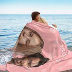 Personalised Soft Photo Heart Pattern Blanket with Text Mother's Day Birthday Gift for Mom Family