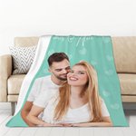 Personalised Soft Photo Heart Pattern Blanket with Text Mother's Day Birthday Gift for Mom Family