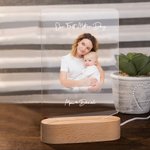 Personalisierte Foto LED-Nachtlicht mit Holzsockel Muttertag Geburtstag Geschenk für Mama