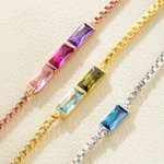 Personligt 1-6 Baguette Födelsestenar Dainty Armband Födelsedag Mors dag Present för kvinnor