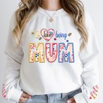 Personalised Multi-colour Floral I Love Being MOM T-shirt Sweatshirt with 1-7 Names Mother’s Day Birthday Gift for Mom Grandma