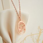 Personalised Engraved Birth Flower Line Sterling Silver Necklace Bridal Shower Birthday Mother's Day Gift for Women