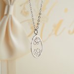Personalised Engraved Birth Flower Line Sterling Silver Necklace Bridal Shower Birthday Mother's Day Gift for Women