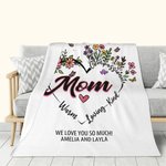 Personalisierte weiche Herz-Blumen-Design-Muster-Decke mit Text Geburtstag Muttertag Geschenk für Familie Freund