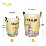 Panier à Linge Imperméable Personnalisé avec Nom et Lapin Pierre Floral Grande capacité Cadeaux de Pâques pour Enfant