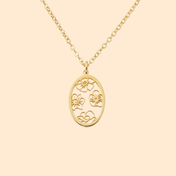 Personalised Engraved Birth Flower Line Sterling Silver Necklace Bridal Shower Birthday Mother's Day Gift for Women