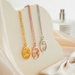 Personalised Engraved Birth Flower Line Sterling Silver Necklace Bridal Shower Birthday Mother's Day Gift for Women