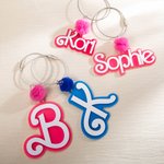 Style Poupée Rose 3D Acrylic Tote Bag Tag with Name or Letter Birthday Beach Party Gift for Her