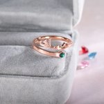 Anello aperto con nome arabo personalizzato e pietra di nascita Regalo di compleanno islamico per le donne
