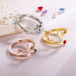 Anello aperto con nome arabo personalizzato e pietra di nascita Regalo di compleanno islamico per le donne