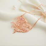 Collana con cuore di pietra di nascita personalizzata con nome Regalo per la festa della mamma, San Valentino, anniversario per lei
