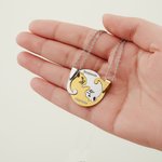 Personalised Two-colour Cat Hugging Matching Necklace with Engraved Names Valentine's Day Birthday Gift for Besties Couple