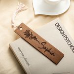 Gepersonaliseerde Gegraveerde Geboortebloem Houten Bladwijzer met Naam Verjaardag Moederdag Bibliothecaris Cadeau voor Vriendin Boekenliefhebber
