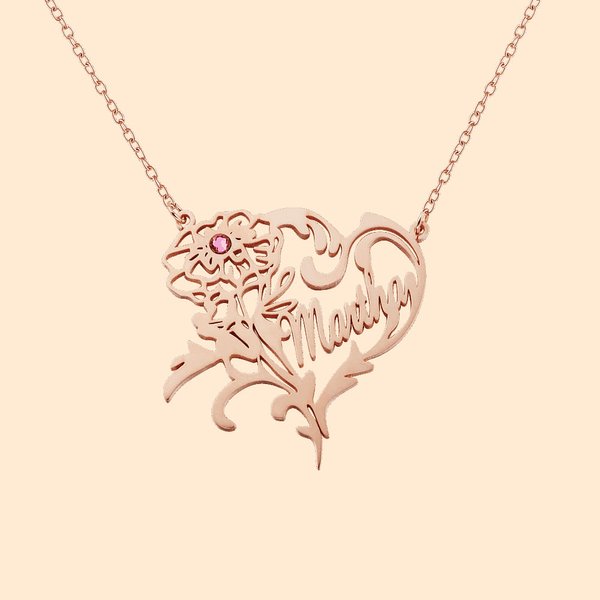 Collana con cuore di pietra di nascita personalizzata con nome Regalo per la festa della mamma, San Valentino, anniversario per lei