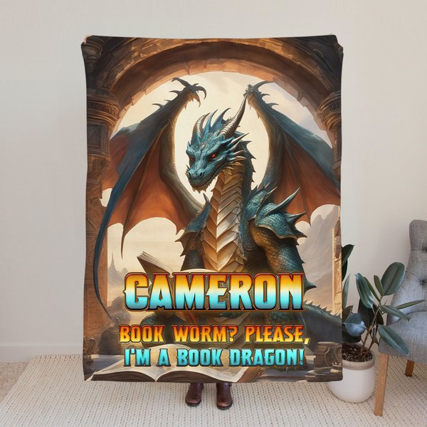 Libro personalizado Dragón Manta suave y cálida con el nombre de la lectura Tema Decoración para el hogar Regalo de cumpleaños para los lectores amant