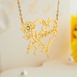 Collana con cuore di pietra di nascita personalizzata con nome Regalo per la festa della mamma, San Valentino, anniversario per lei