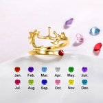 Anello aperto con nome arabo personalizzato e pietra di nascita Regalo di compleanno islamico per le donne