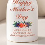 Vaso di ceramica con testo personalizzato Happy Mother's Day Flower Home Decor Regalo di compleanno per la festa della mamma per le donne