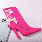 Personalized  Fashion Curved Font Style 3D High-heeled Shoe iPhone Case with Name Funny Birthday Gift for Friends
