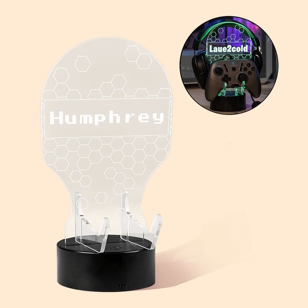 Soporte de sobremesa acrílico personalizado con LED para mando y auriculares, con 12 modos de luz, accesorio para sala de juegos, regalo para los amantes de los videojuegos