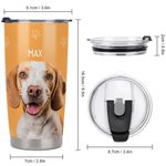 Personalised Paw Bone Heart Pet Portrait Stainless Steel 20oz Tumbler with Name Birthday Anniversary Gift for Pet Lover