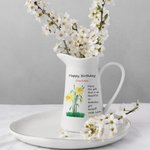 Personalized Happy Birthday Watercolor Birth Flower Ceramic Vase with Name Home Decoration Mother's Day Gift for Woman