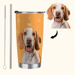 Personalised Paw Bone Heart Pet Portrait Stainless Steel 20oz Tumbler with Name Birthday Anniversary Gift for Pet Lover