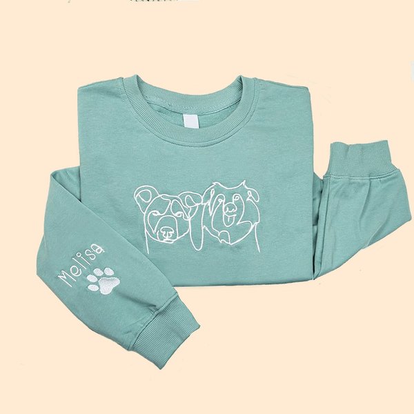 Personalised Pet Portrait Sweatshirt Hoodie with Name Birthday Gift for Dog Cat Mom Pet Lover Owner