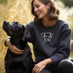 Personalised Pet Portrait Sweatshirt Hoodie with Name Birthday Gift for Dog Cat Mom Pet Lover Owner