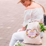 Personalized You Make Life Beautiful Floral Hoop Canvas Tote Bag with Name Mother's Day Gift for Mom Grandma