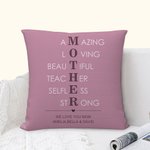 Personalised Mother Acronym Multi-colour Throw Pillow Cover with Text Mother's Day Birthday Gift for Mom